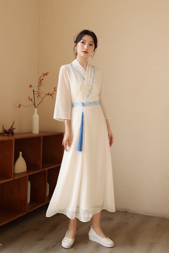 模特白甜 中式连衣裙拍摄 女装拍摄 