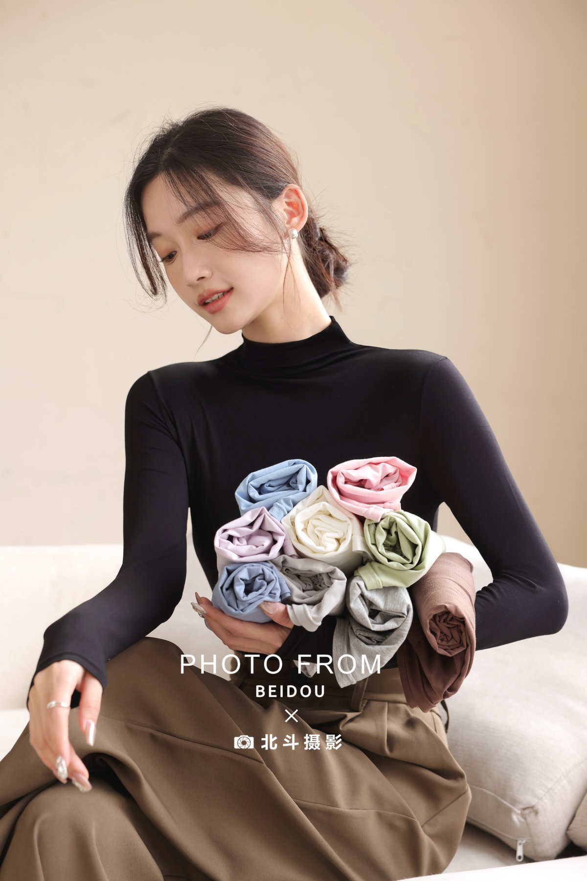 广州保暖打底摄影｜多色卷装模特展示｜北斗摄影 女装拍摄案例｜广州电商摄影